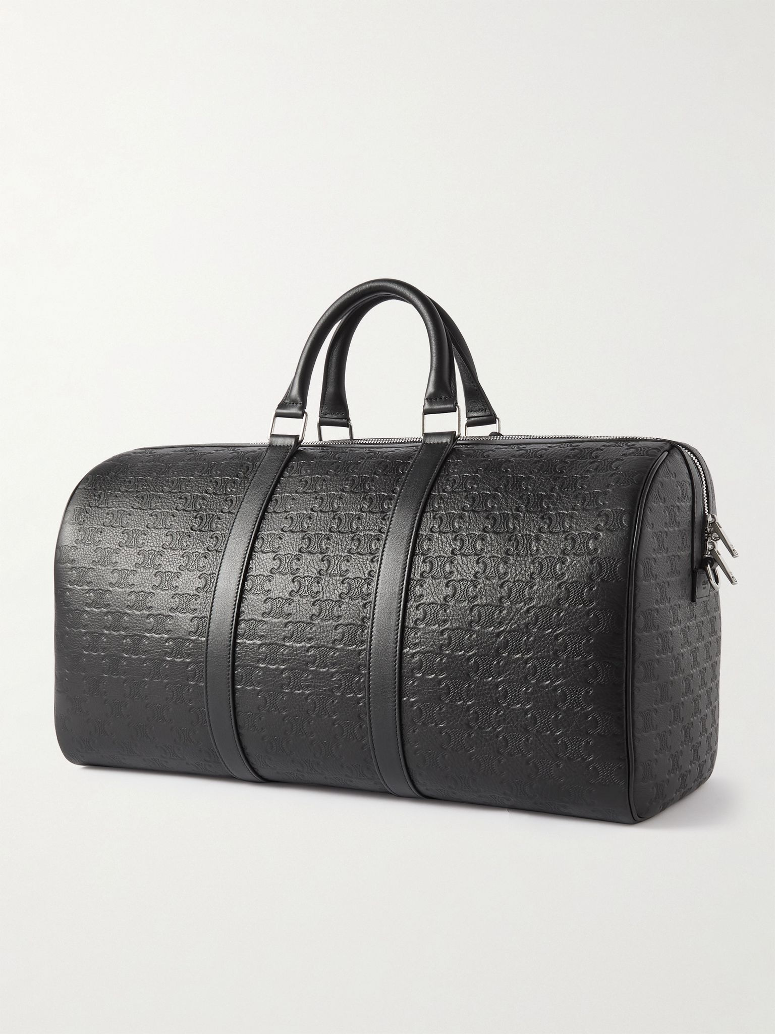 Medium Voyage Logo-Debossed Leather Holdall Black - 3