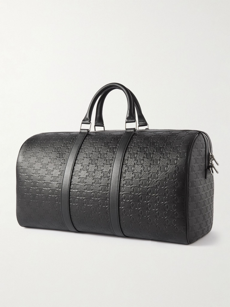 Medium Voyage Logo-Debossed Leather Holdall Black 3