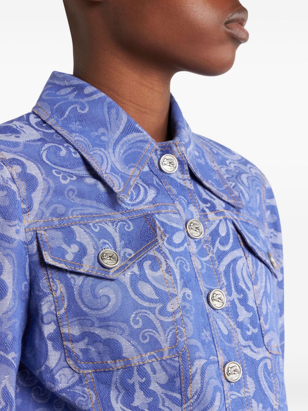 paisley-jacquard denim jacket - 5