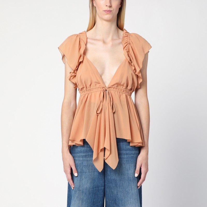 Fluid silk ruffle top - 1