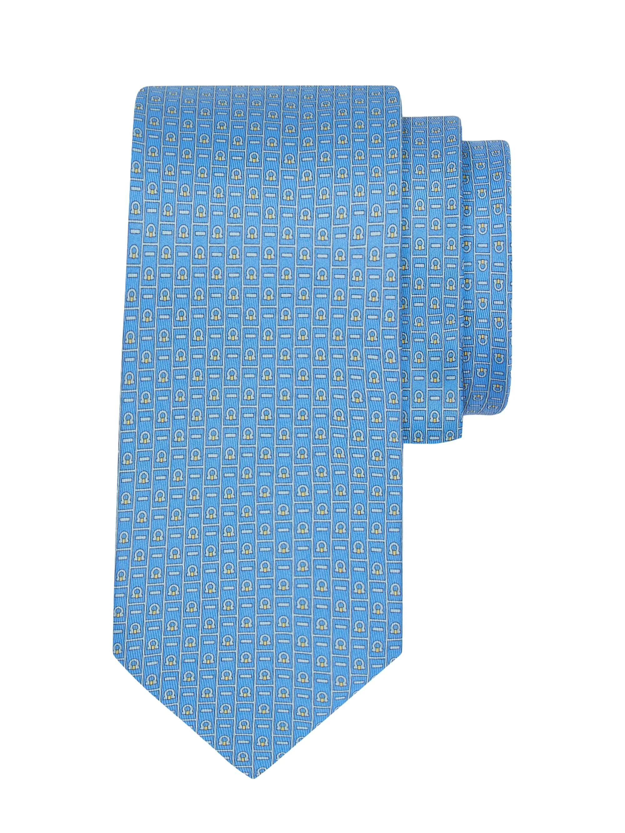 Men's Viva Silk Gancini Tie - Azzurro - 1