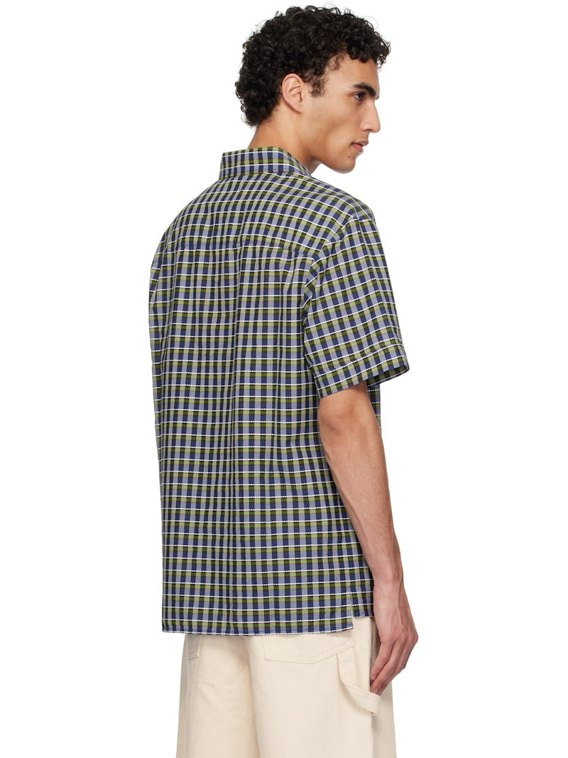 A. P.C. Green & Navy Ross Short-Sleeve Shirt 3
