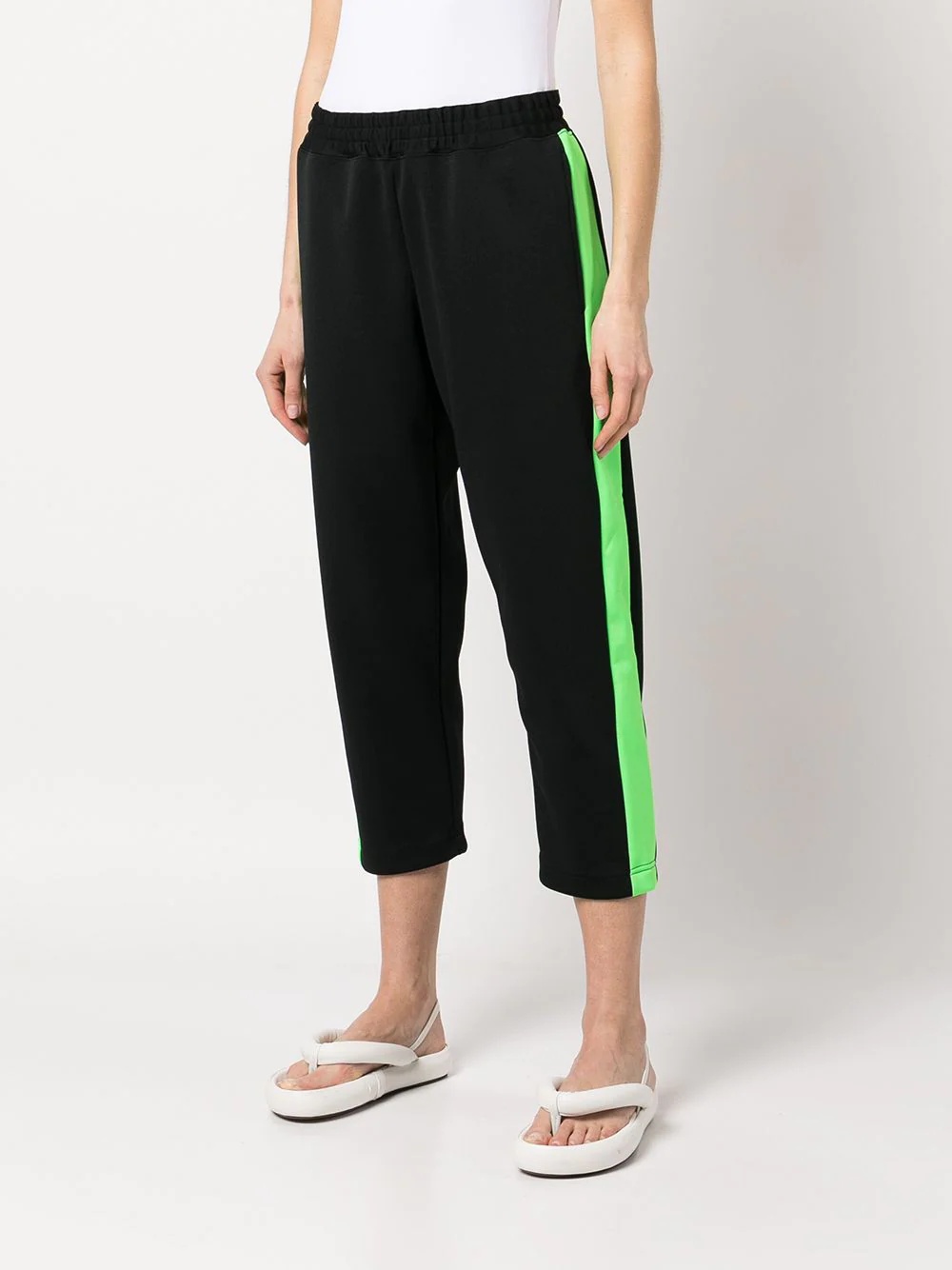 side-stripe cropped track trousers - 3