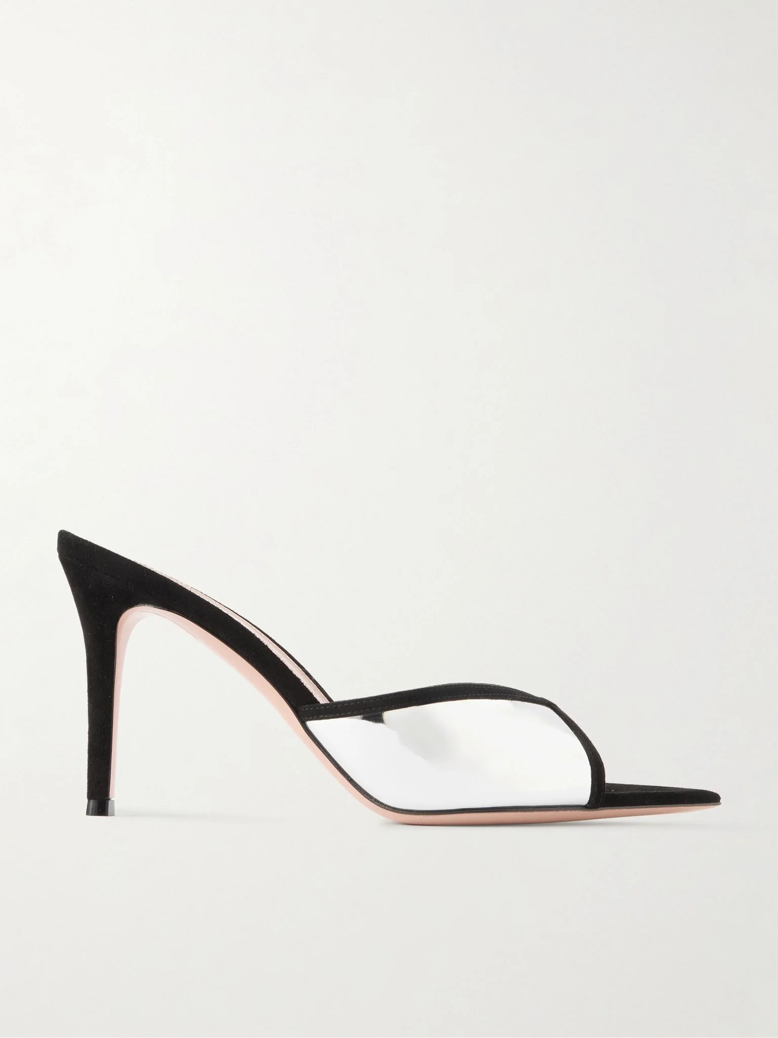 85 suede-trimmed mirrored-leather mules Black - 1