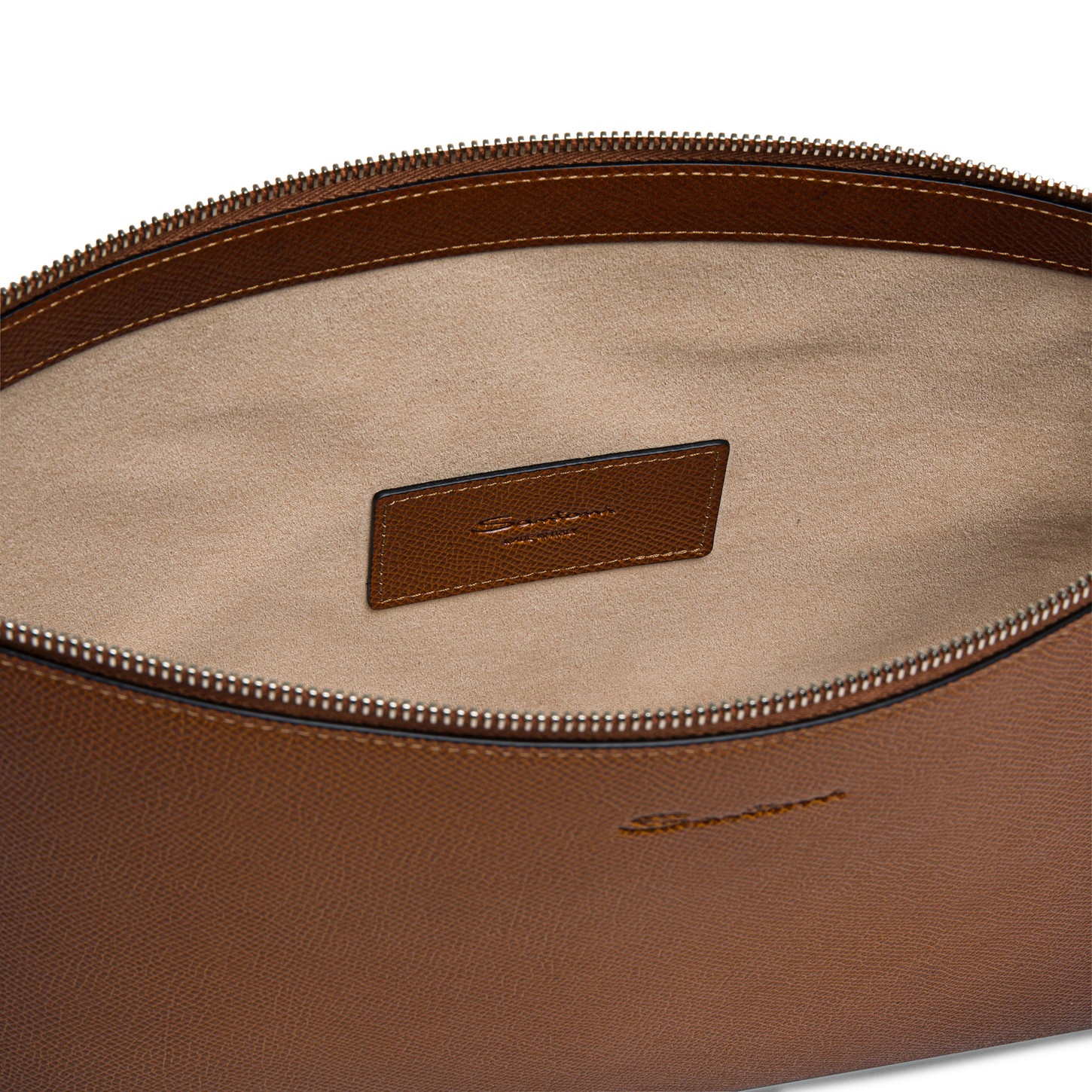 Brown saffiano leather pouch - 3