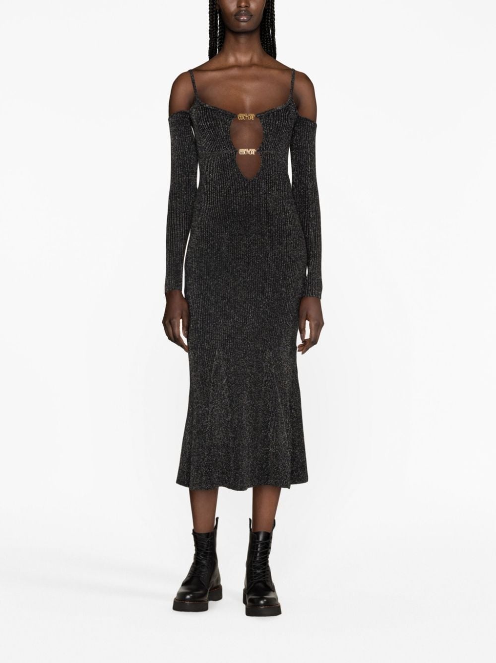 logo cut-out midi dress - 2