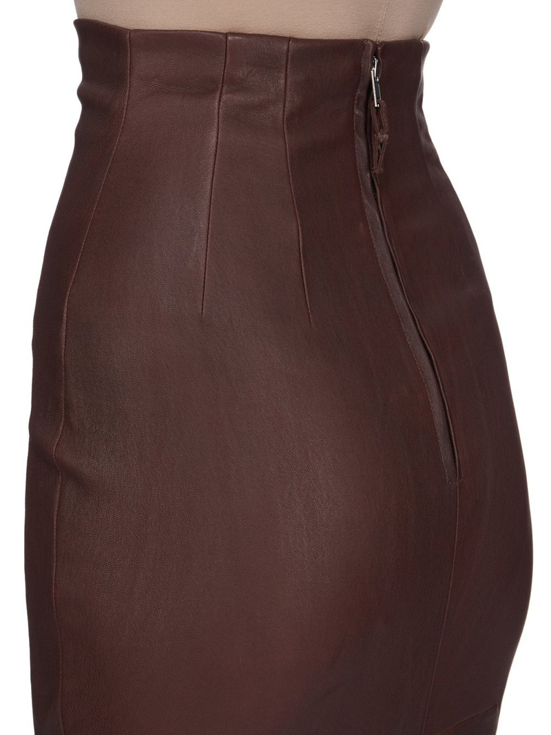 Brown Hollywood Dirt Pillar Leather Maxi Skirt 5