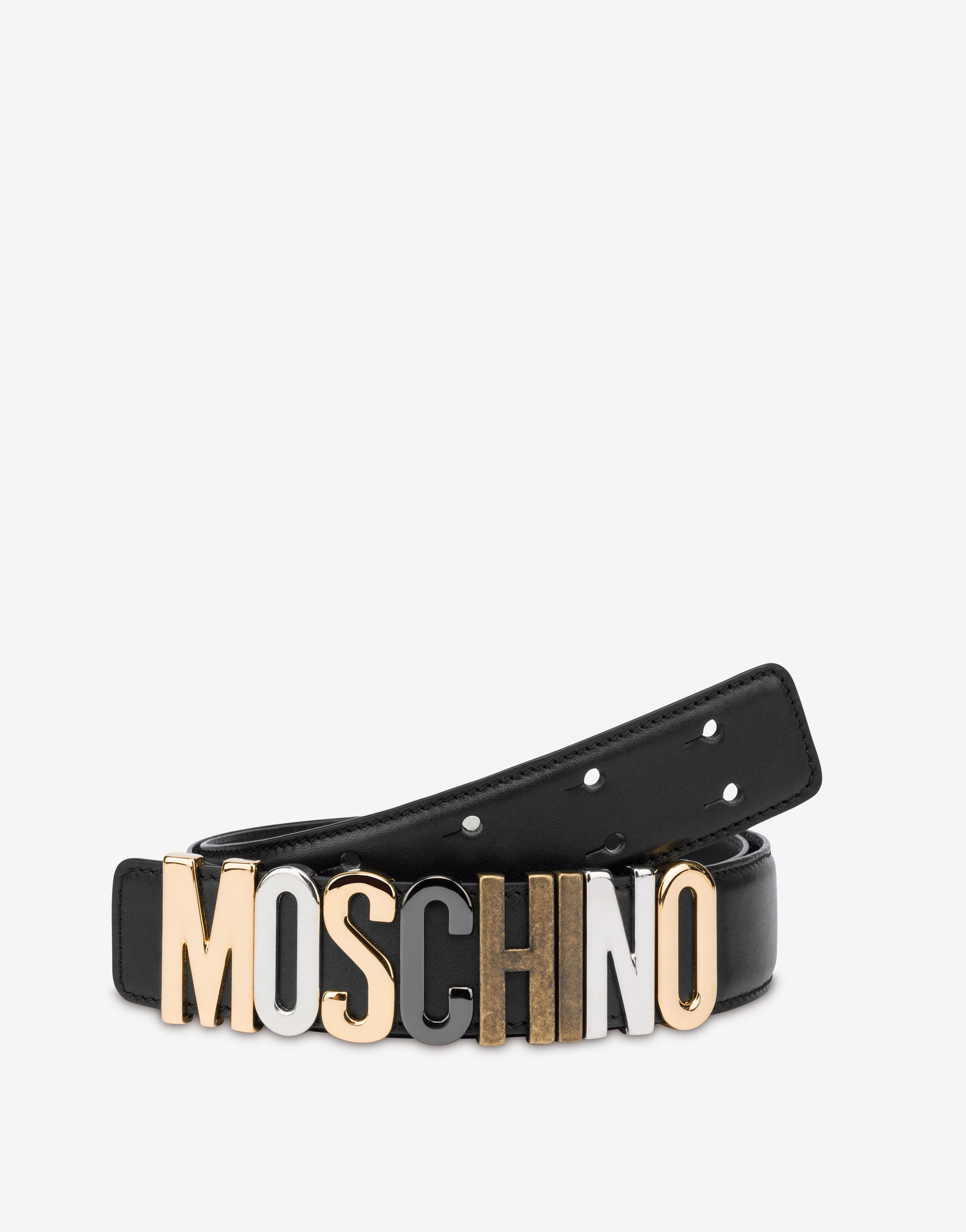 MIXED LETTERING LOGO CALFSKIN BELT - 2