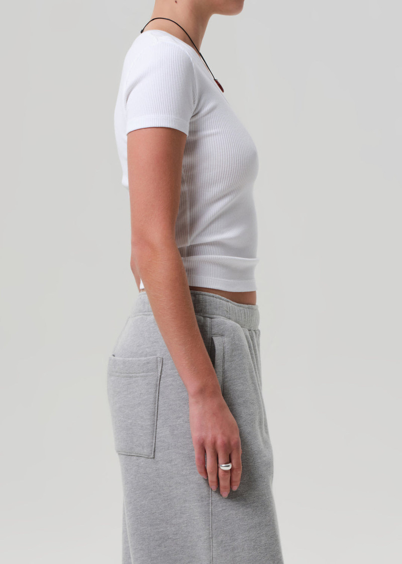 Maude U Neck Tee In White 4
