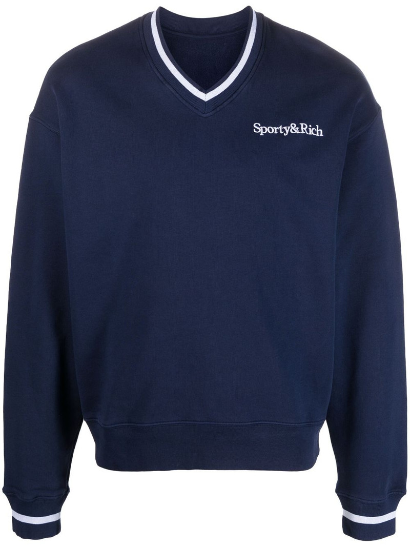 embroidered-logo v-neck jumper 1