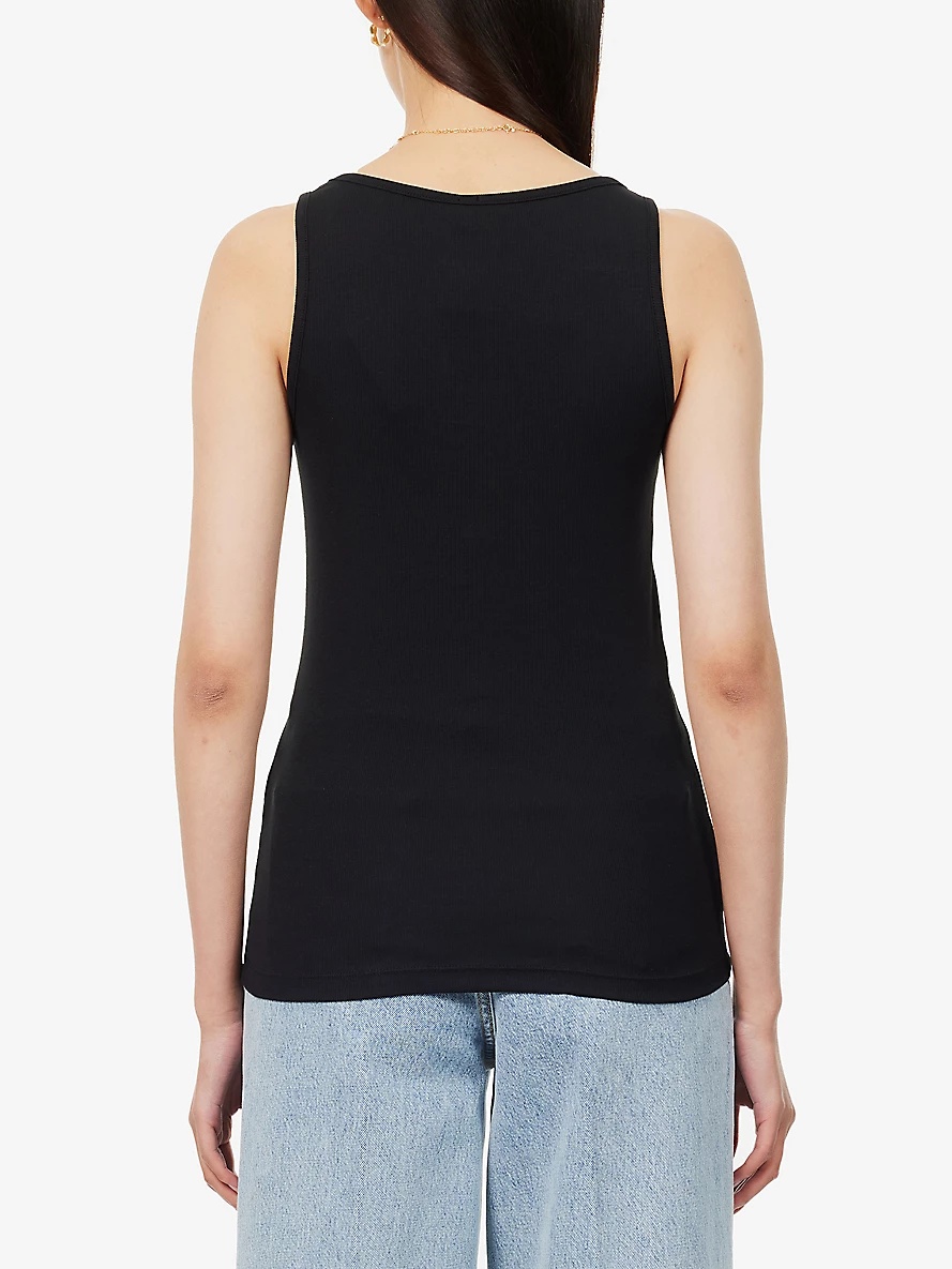 Scoop-neck ribbed organic-cotton blend stretch-jersey tank top - 4