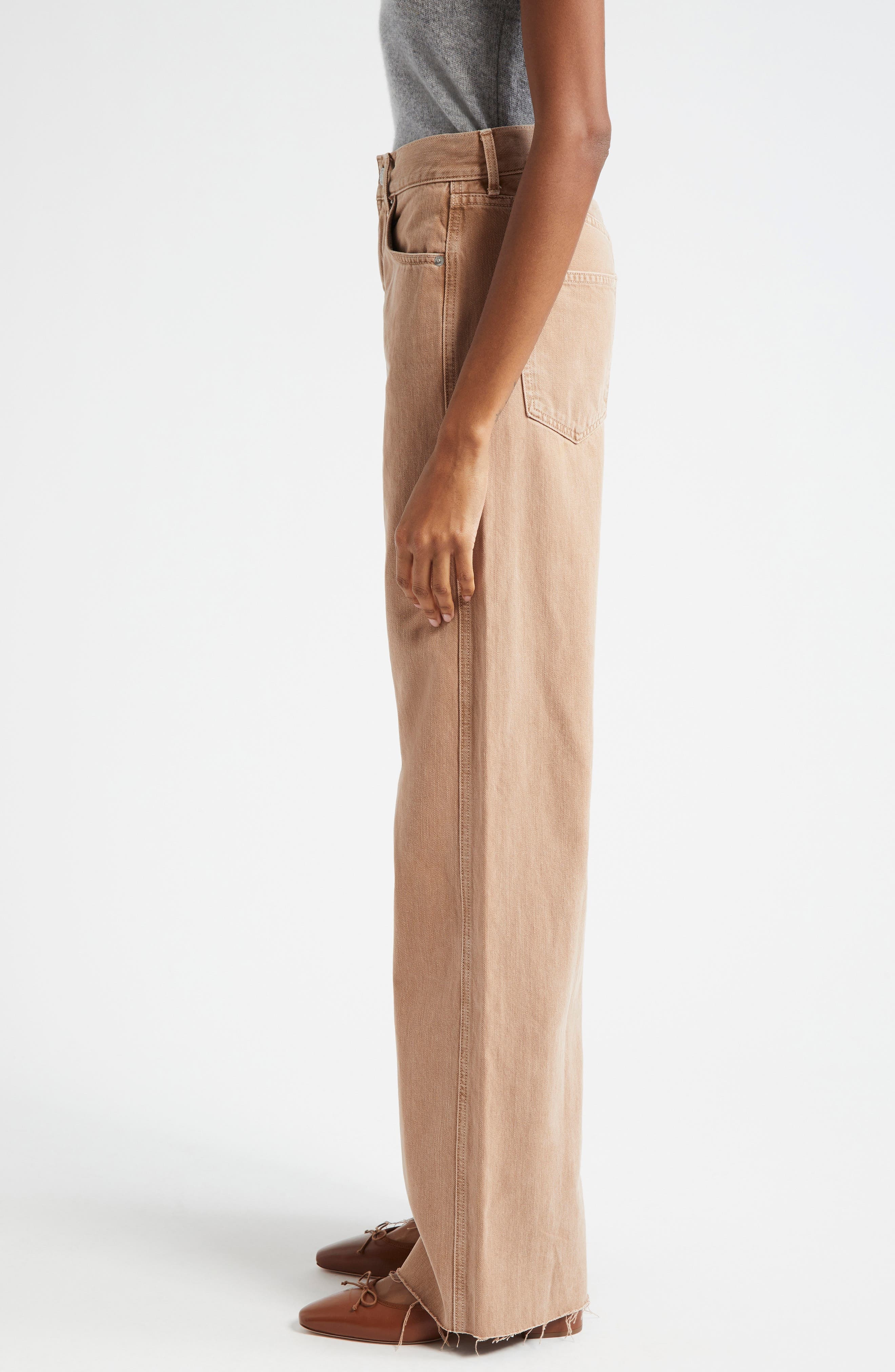 Veronica Beard Taylor High Waist Wide Leg Jeans in Tan Sierra at Nordstrom - 4