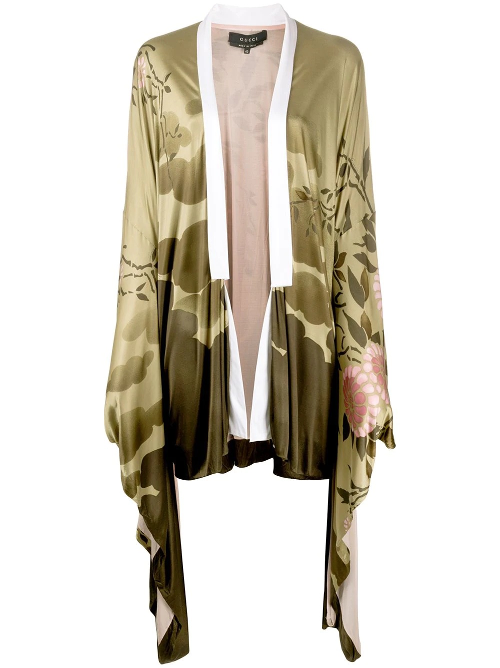 botanical-print silk cardigan - 1