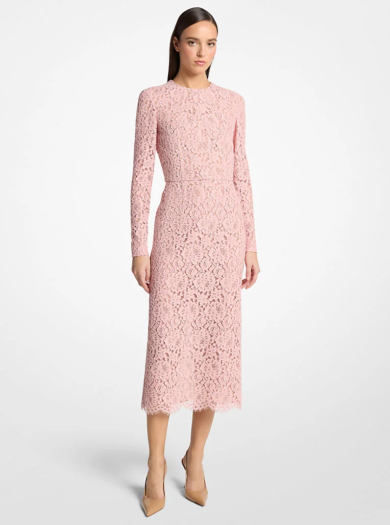 Corded Floral Lace Sheath Dress - 1