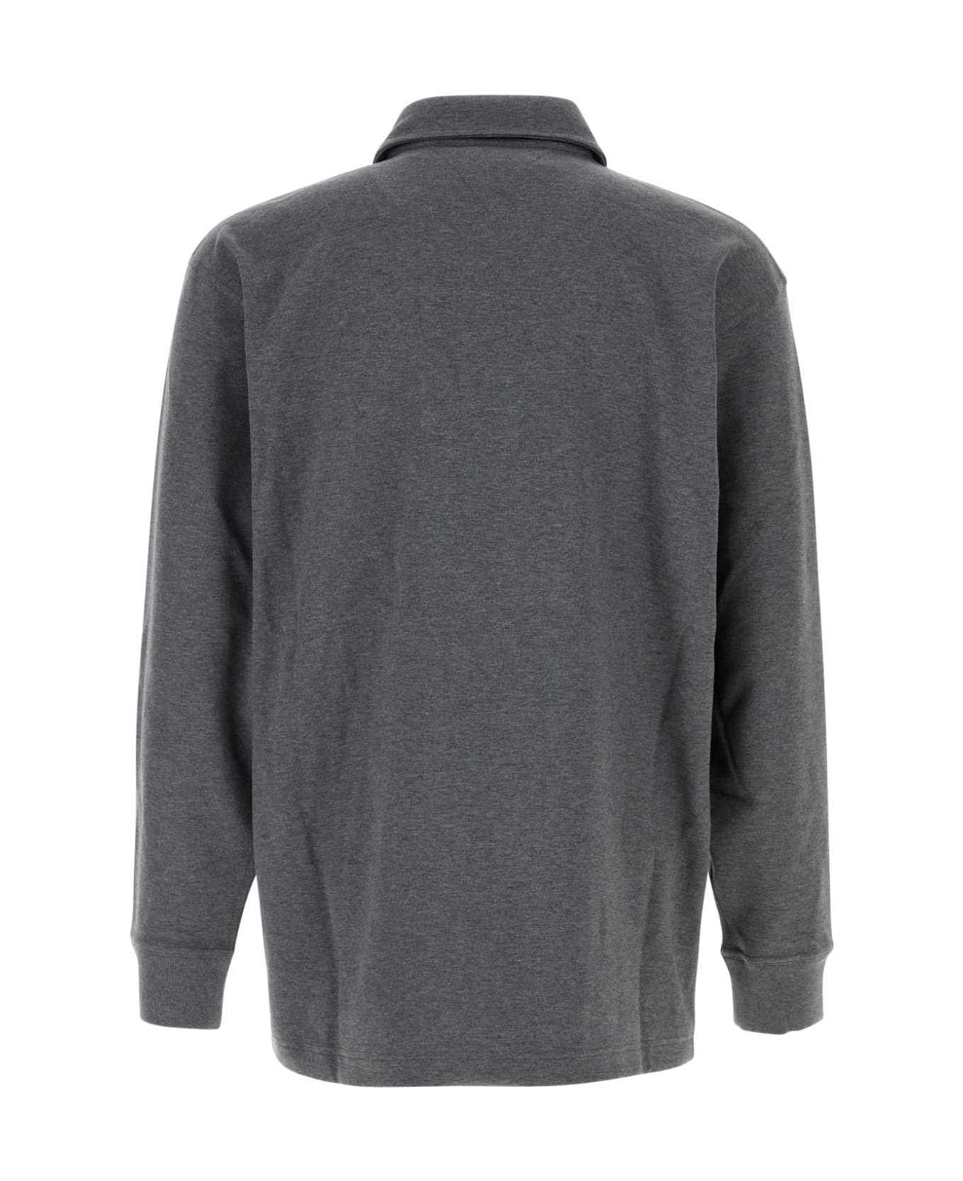Dark Grey Cotton Polo Shirt - 2