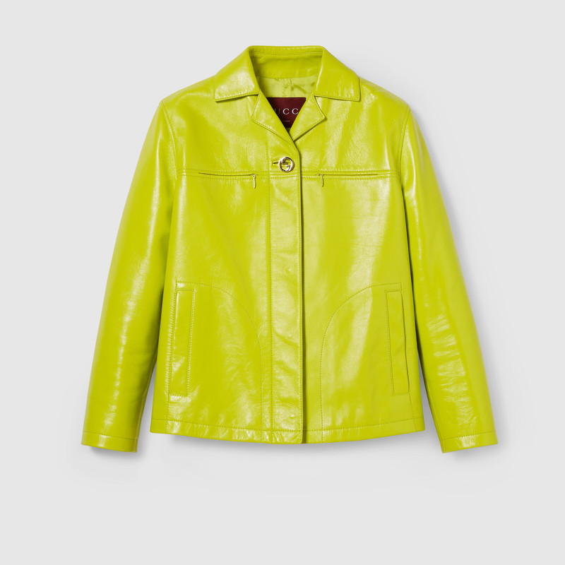 Shiny leather boxy jacket 1