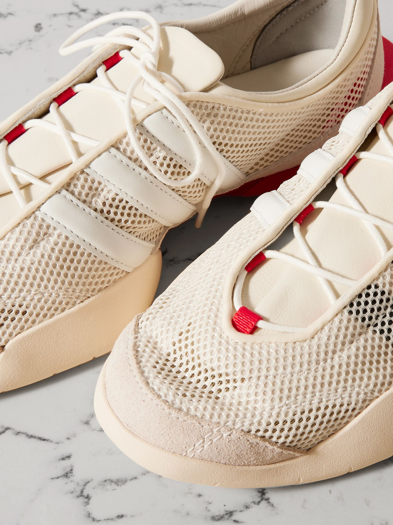 + Y-3 Regu suede- and leather-trimmed mesh sneakers White - 4