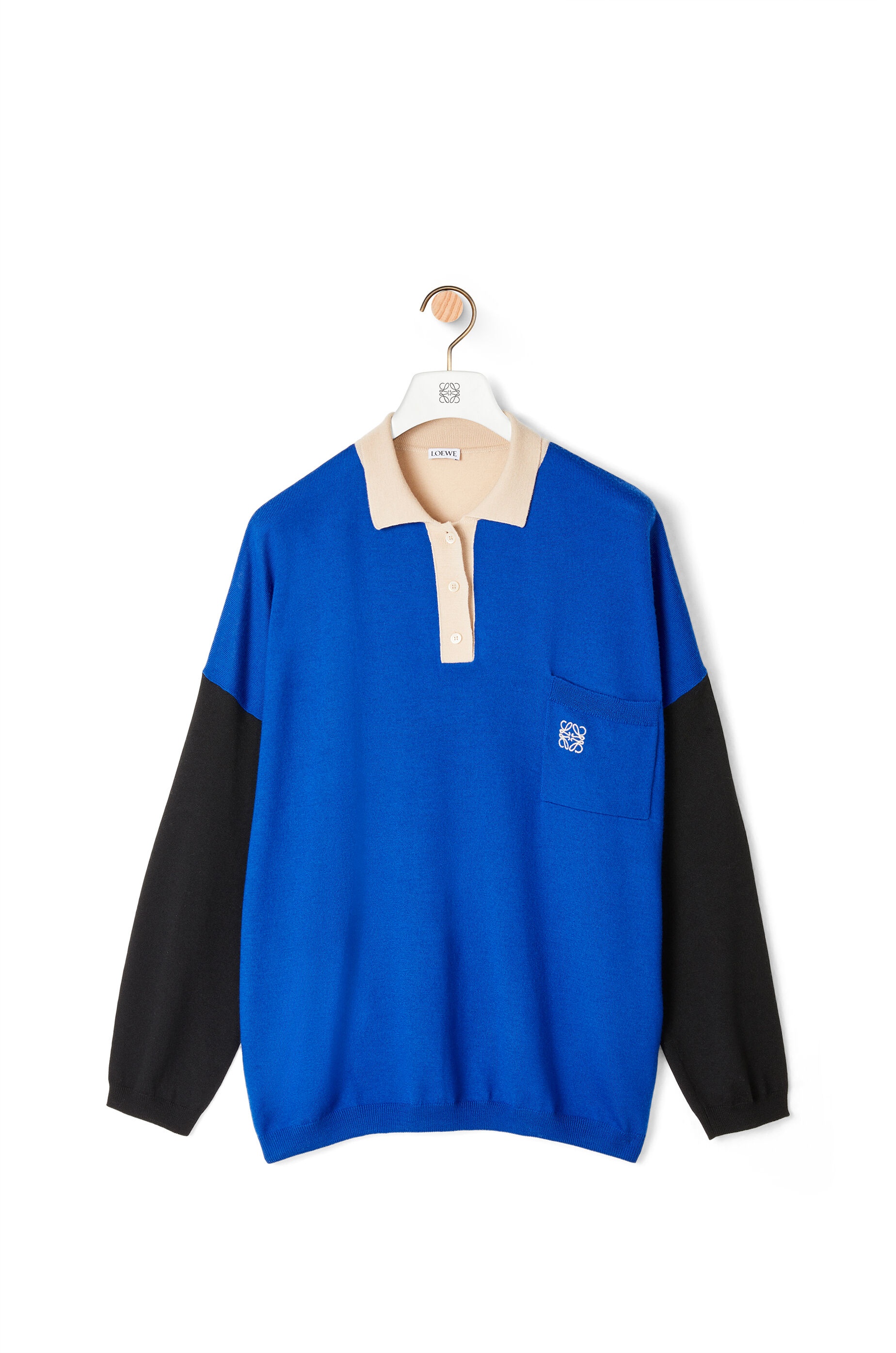 Anagram embroidered polo sweater in wool - 1