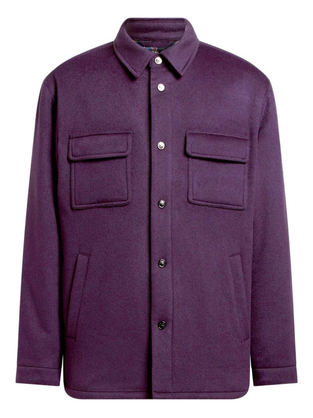 cashmere patch-pocket overshirt - 1