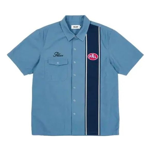 PALACE GASSY SHIRT BLUE Colorblock Pocket Embroidered Logo Unisex P20SHT028 - 1