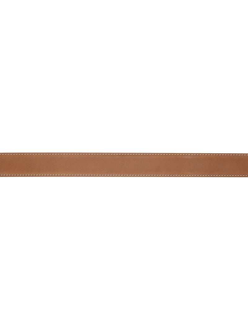 Thom Browne Brown Pebble Grain Round Buckle Belt outlook