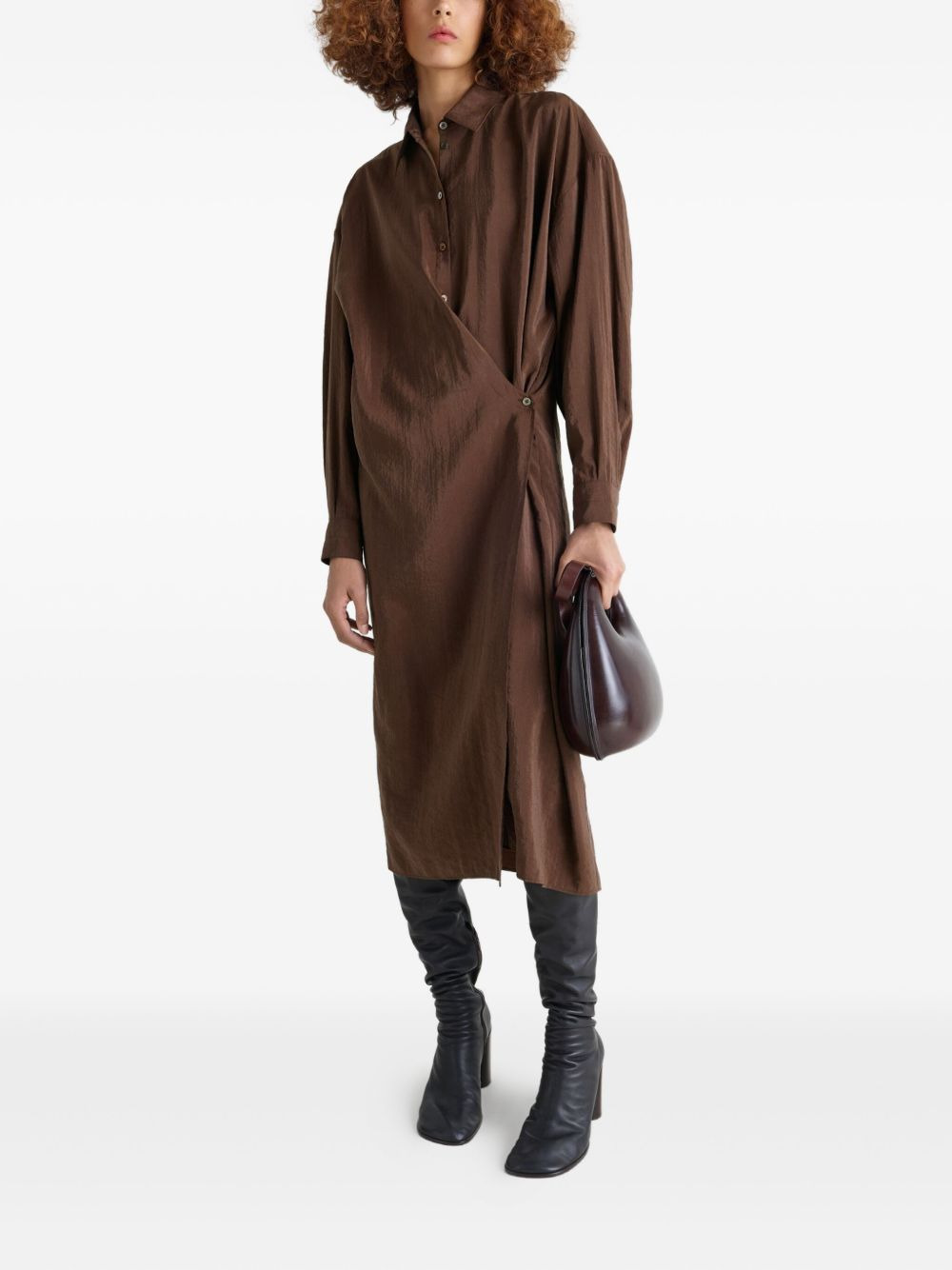 twisted shirt midi day dress - 2