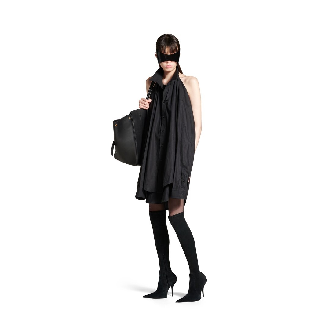 BALENCIAGA Women's Suspended Shirt Dress in Black | REVERSIBLE