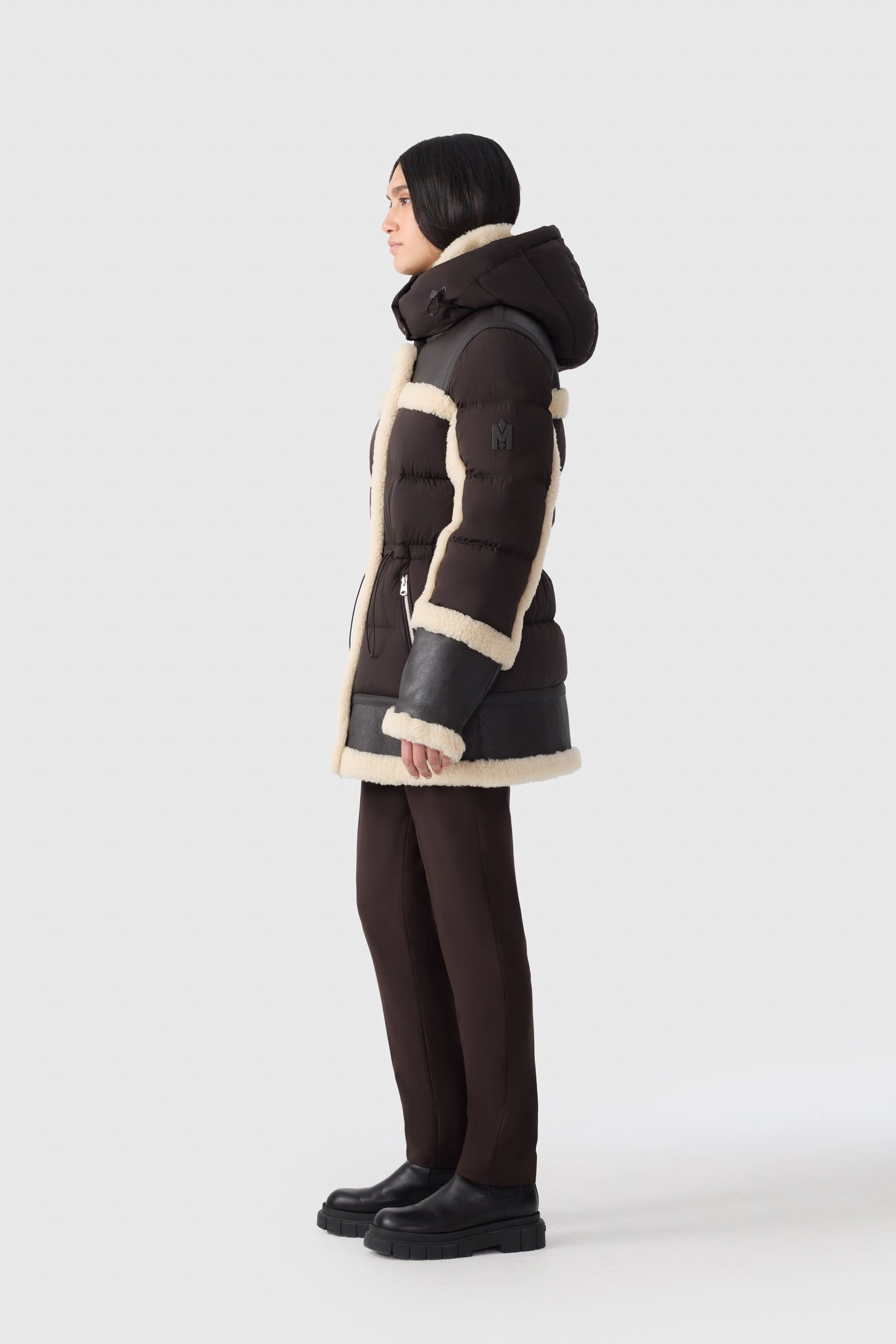 LILIBETH Mixed-media shearling down parka - 3