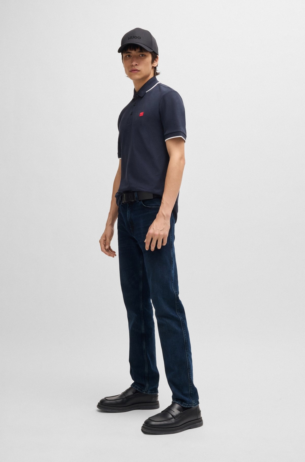 SLIM-FIT JEANS IN BLUE-BLACK STRETCH DENIM - 3