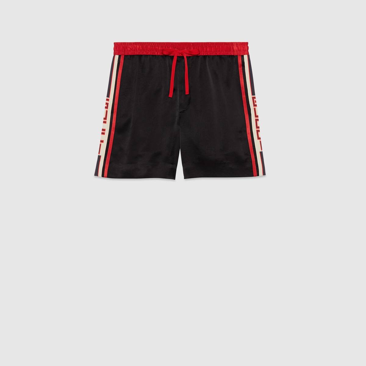 Acetate shorts with Gucci stripe - 1