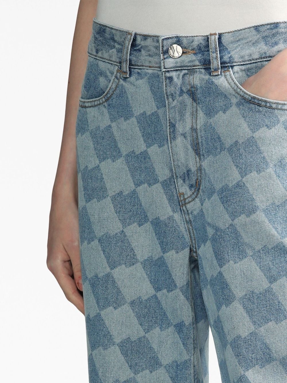 checkerboard-print straight-leg jeans - 5