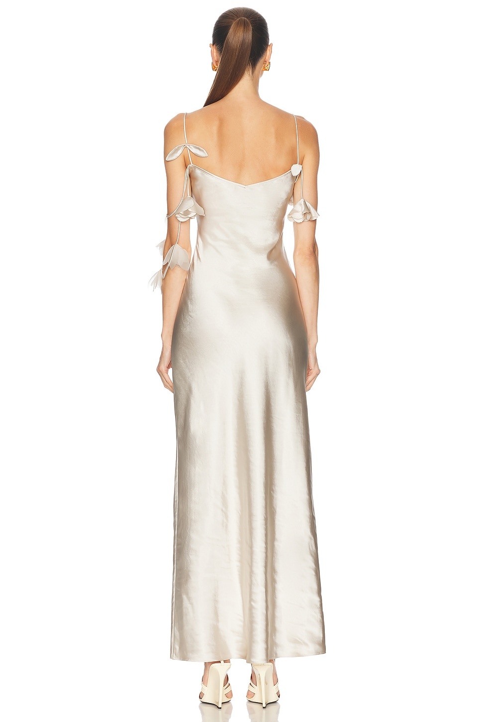 Satin Flower Maxi Dress - 4