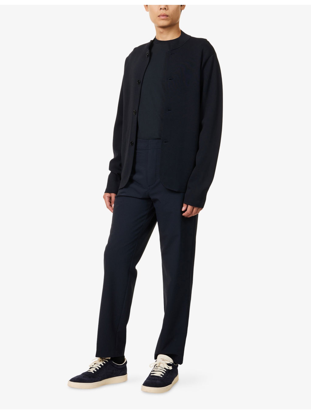 Formal Textured Woven Chino Trousers - 2