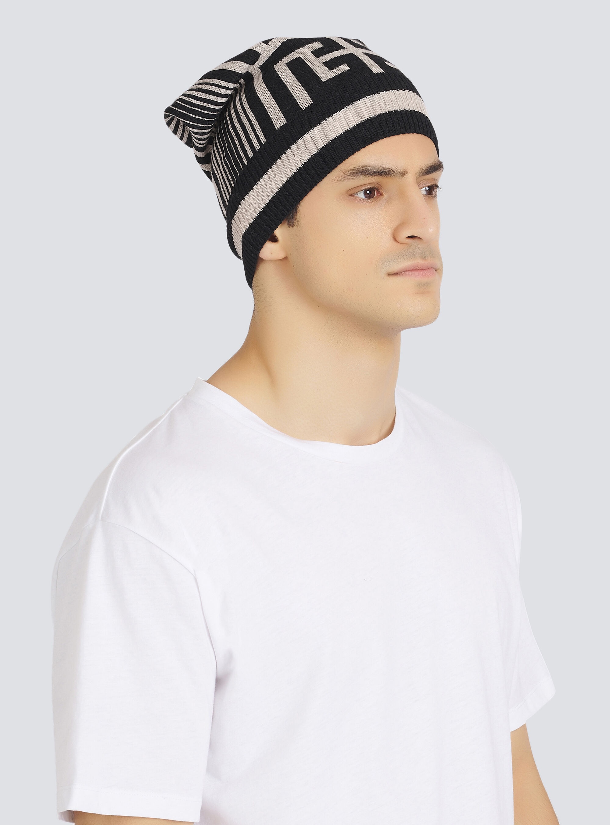 Wool beanie with embroidered Balmain monogram - 2