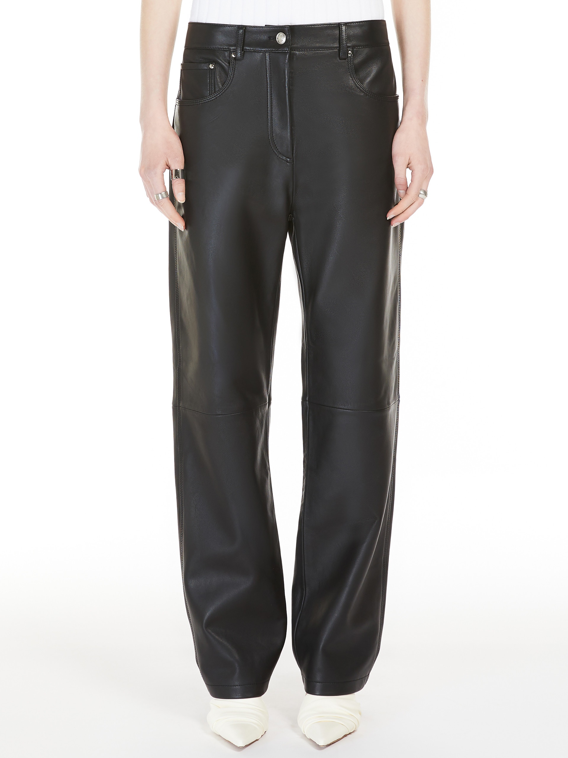 VELO Five-pocket nappa-leather trousers - 3
