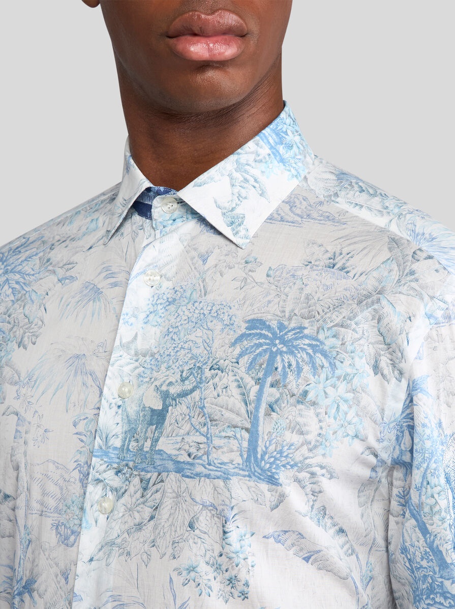 シャツ Etro Light Blue Cotton Shirt Safari Print Etro SAFARI-PRINT COTTON SHIRT | REVERSIBLE