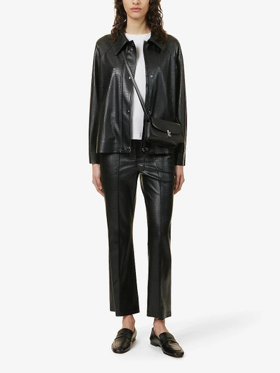 Max Mara Queva snake-embossed straight-leg mid-rise faux-leather trousers outlook
