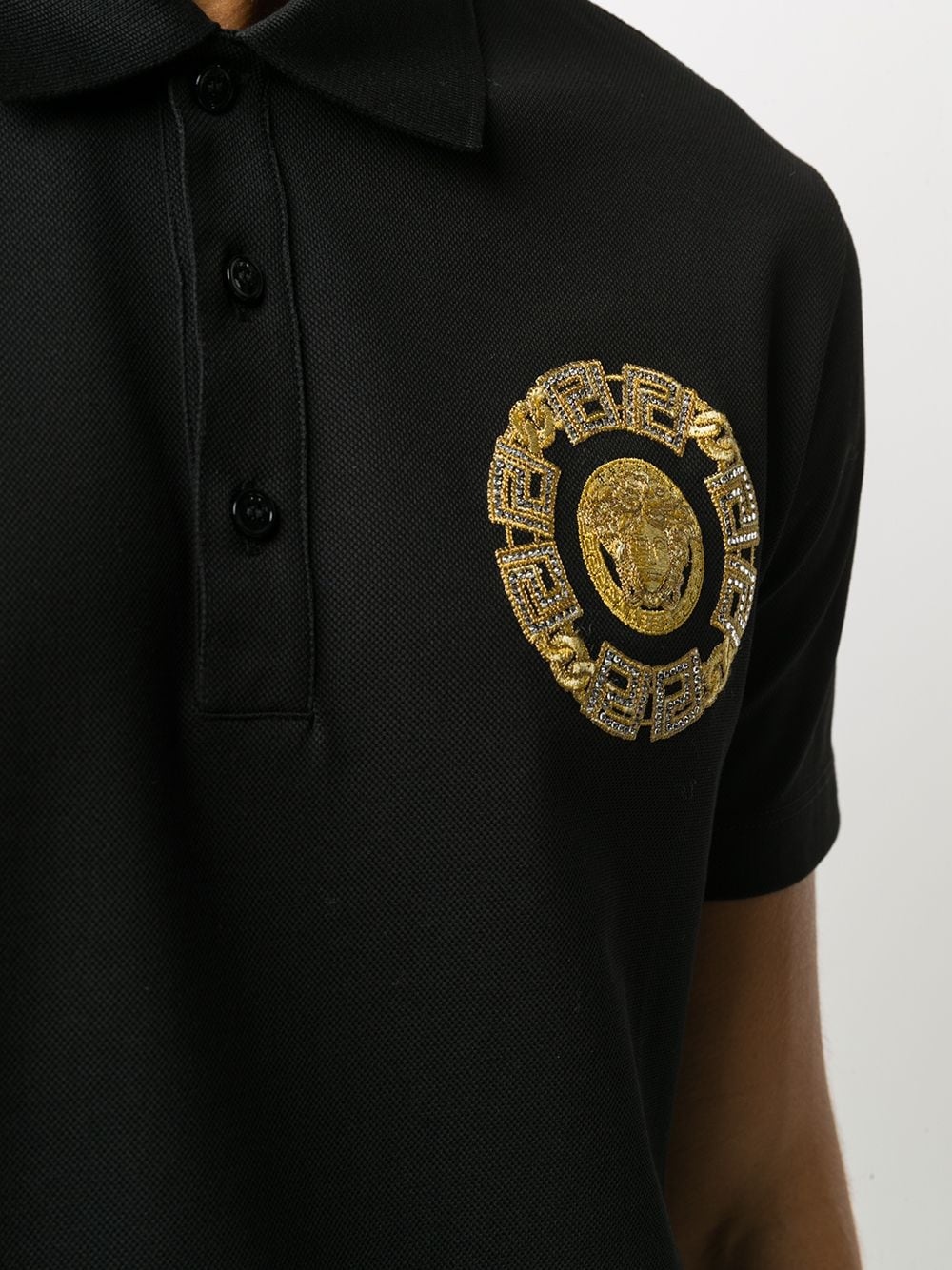 Medusa embroidered polo shirt  - 5