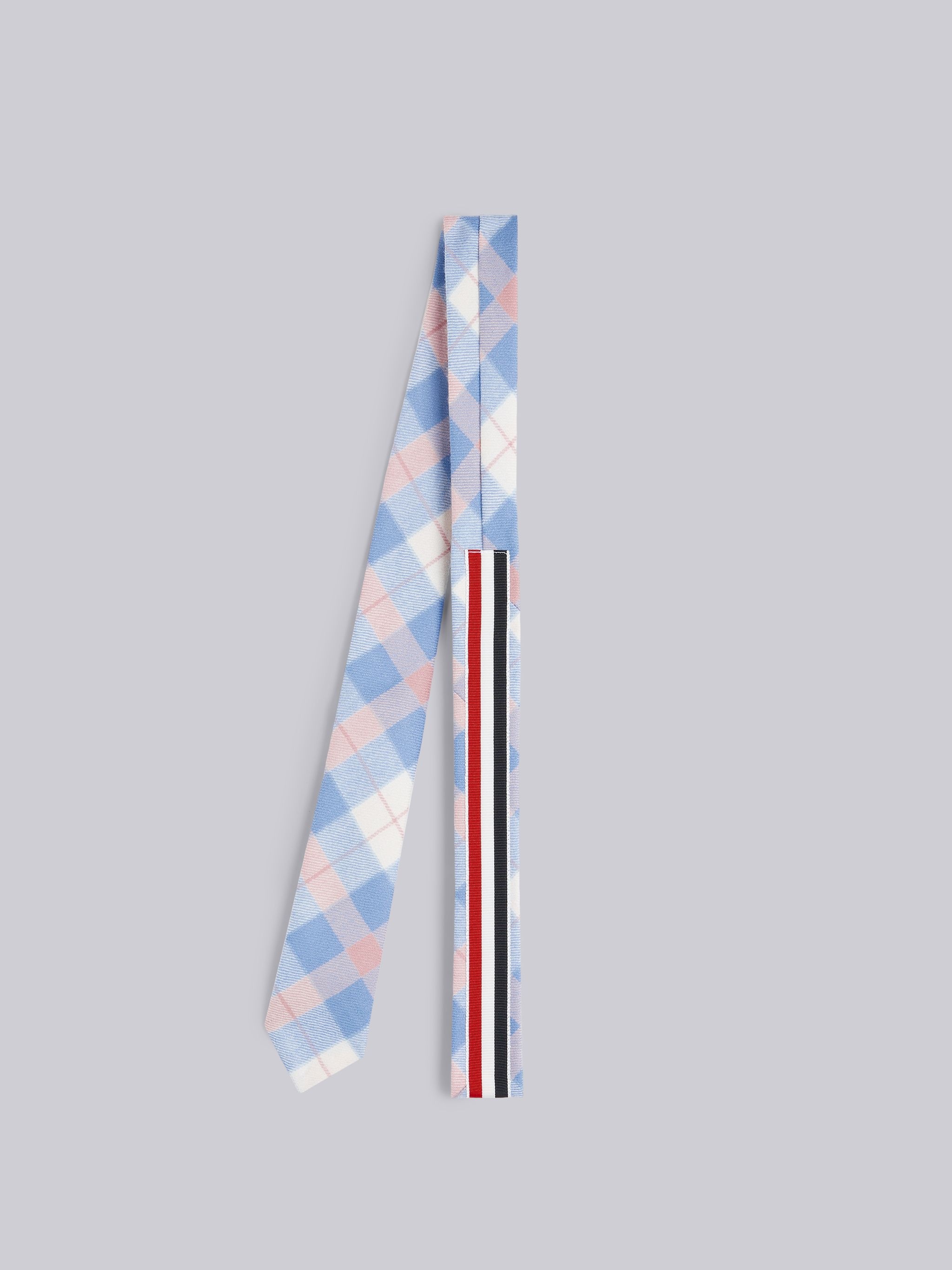 Light Blue Wool Twill Tartan Check Tie - 3