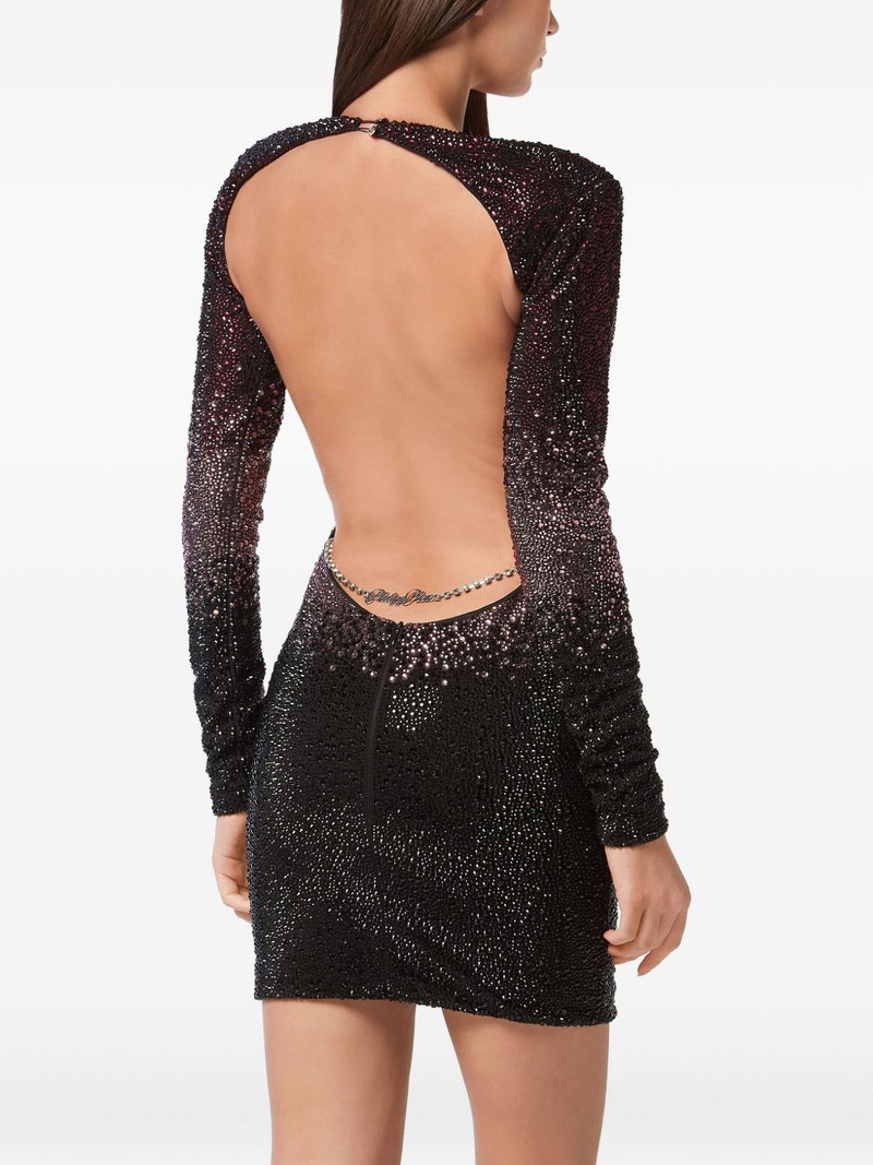 PHILIPP PLEIN low-cut strass mini dress outlook