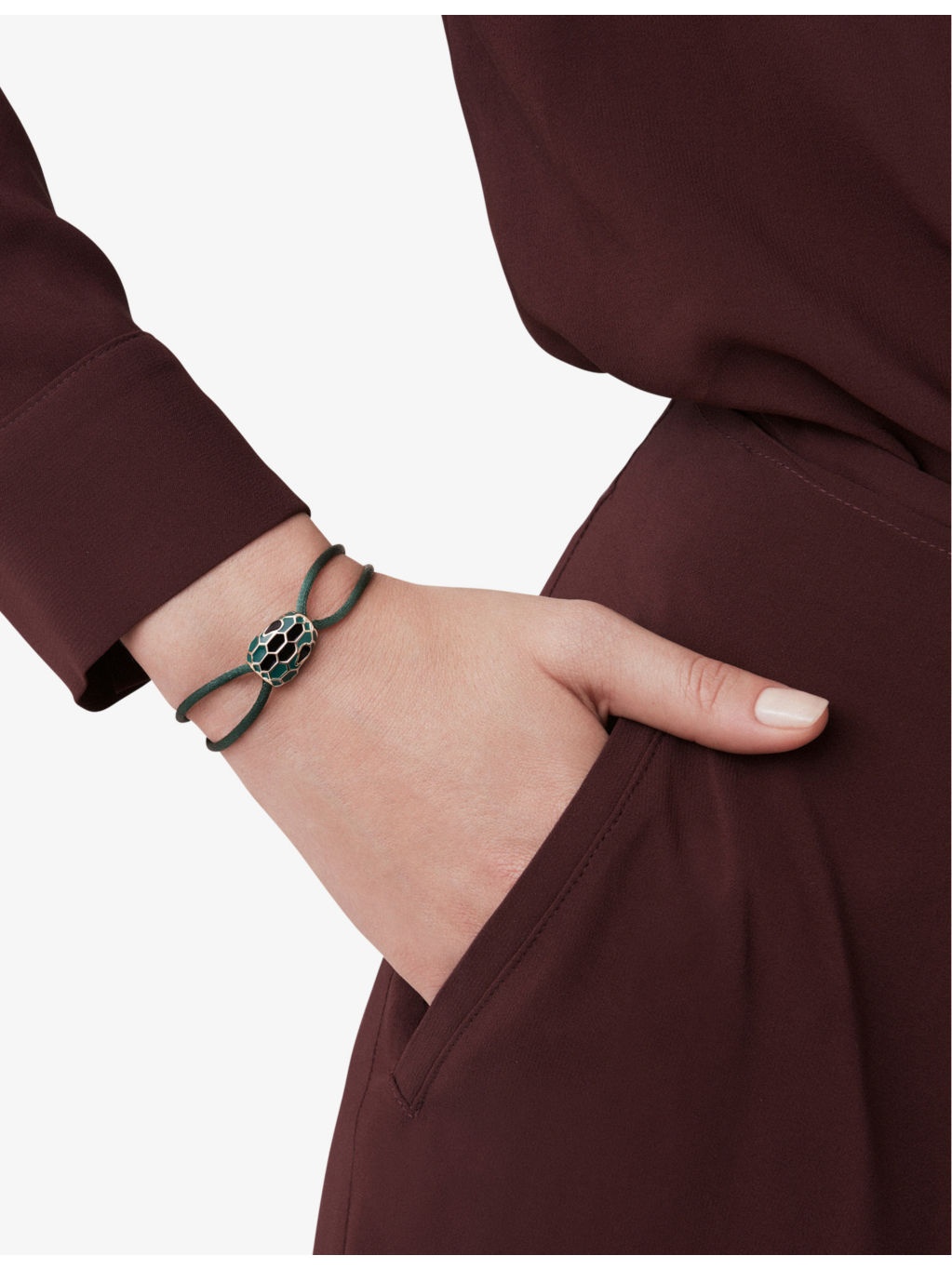 Serpenti Forever cord, brass, agate and enamel bracelet - 2