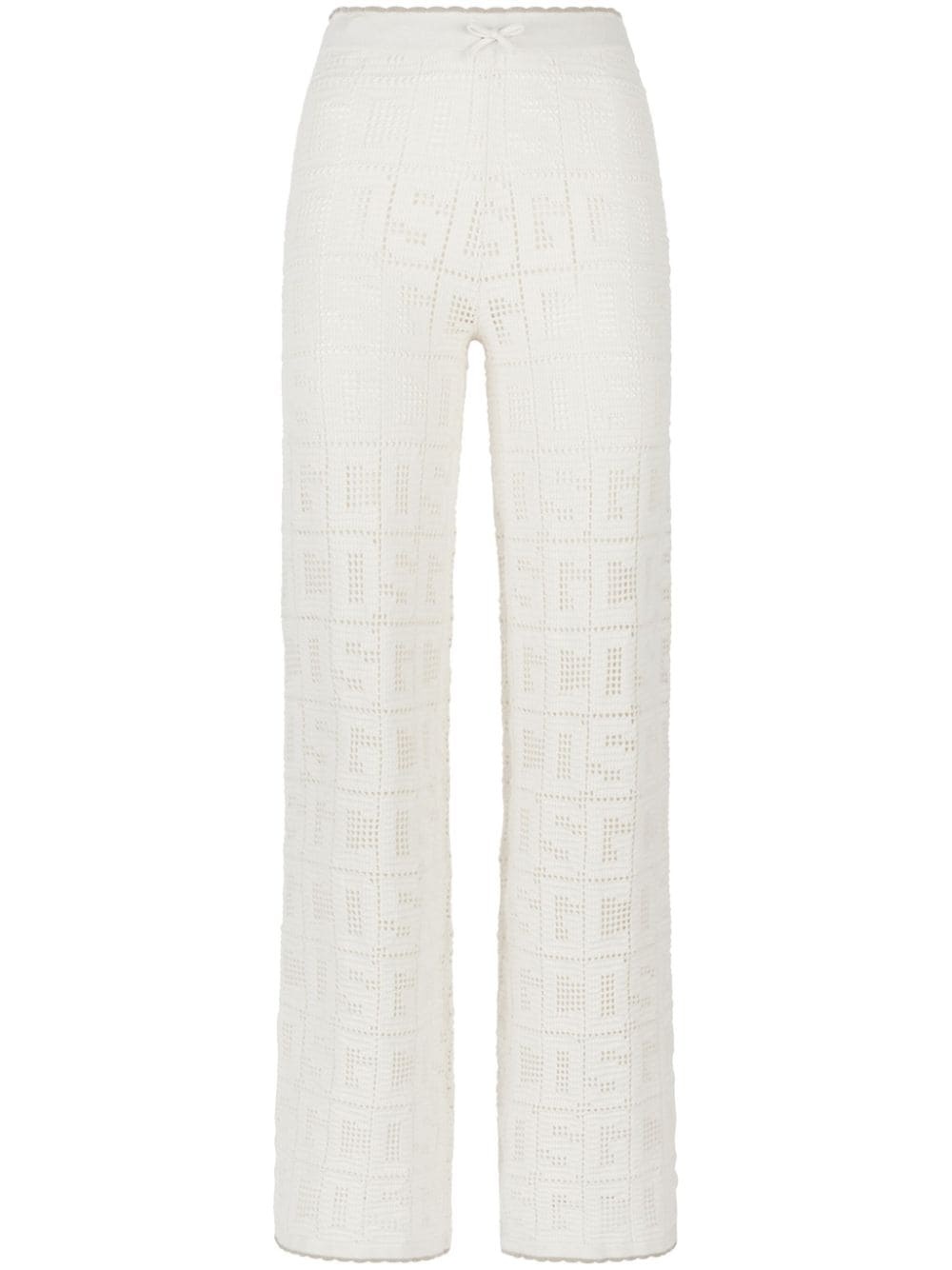 monogram crochet-knit trousers - 1