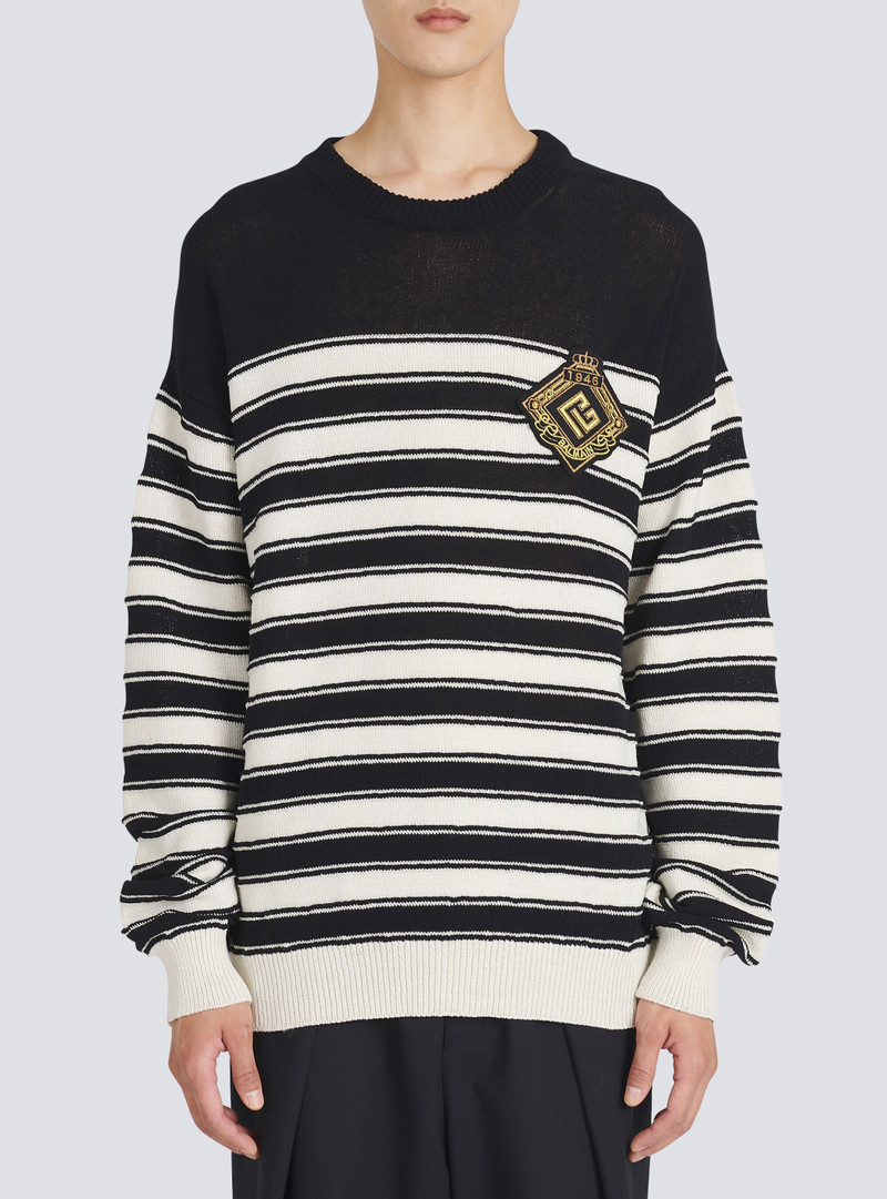 Nautical knit sweater with Balmain badge 5