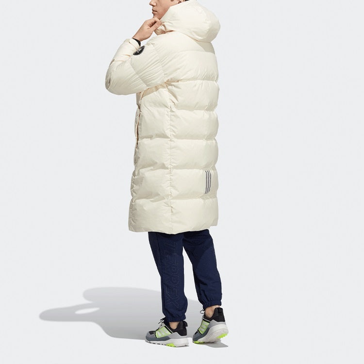 adidas 800 Solid Color Loose Detachable mid-length Down Jacket Couple Style Beige H23086 - 2