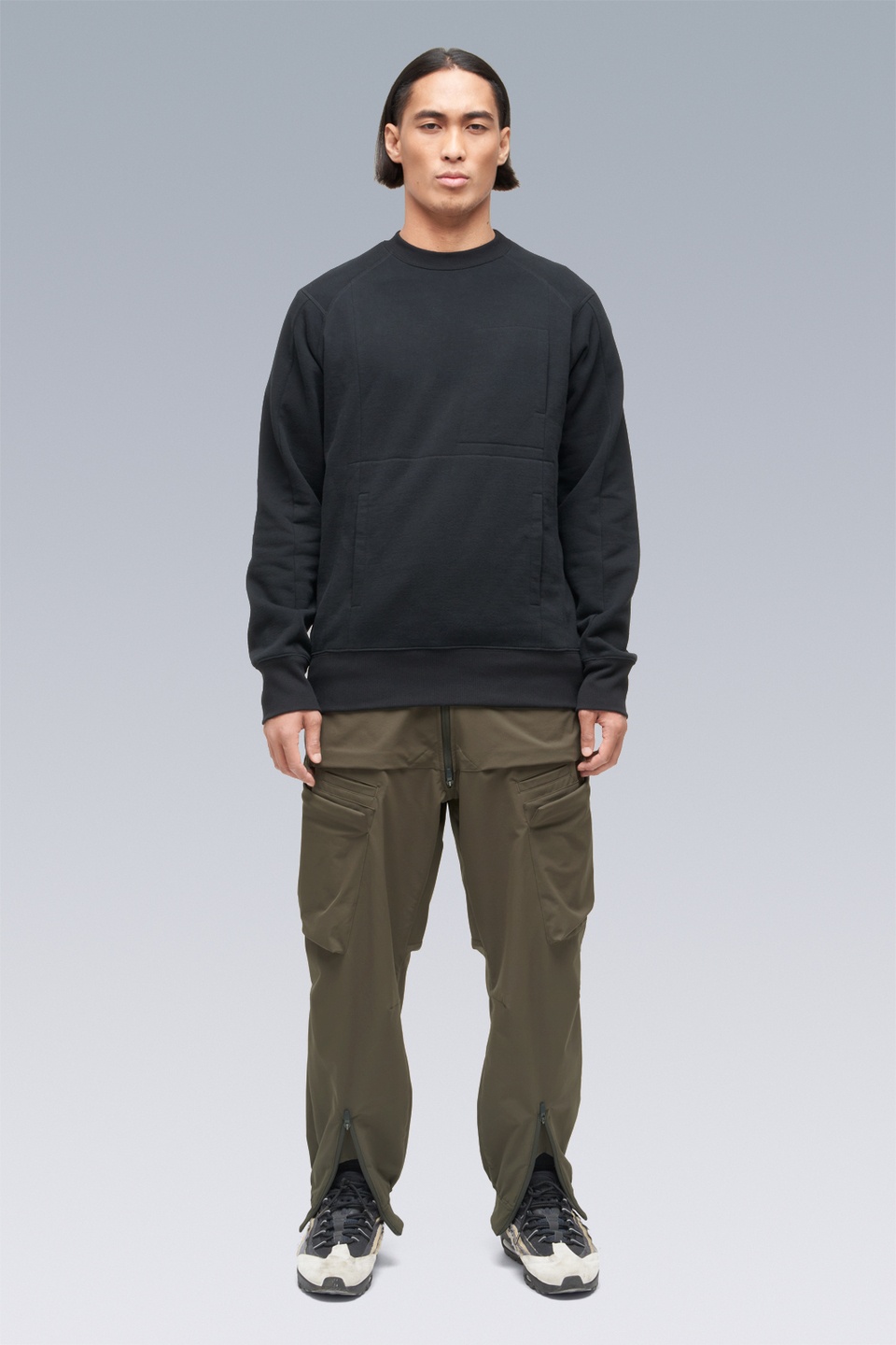 S14-BR Cotton Crewneck Sweatshirt Black - 1