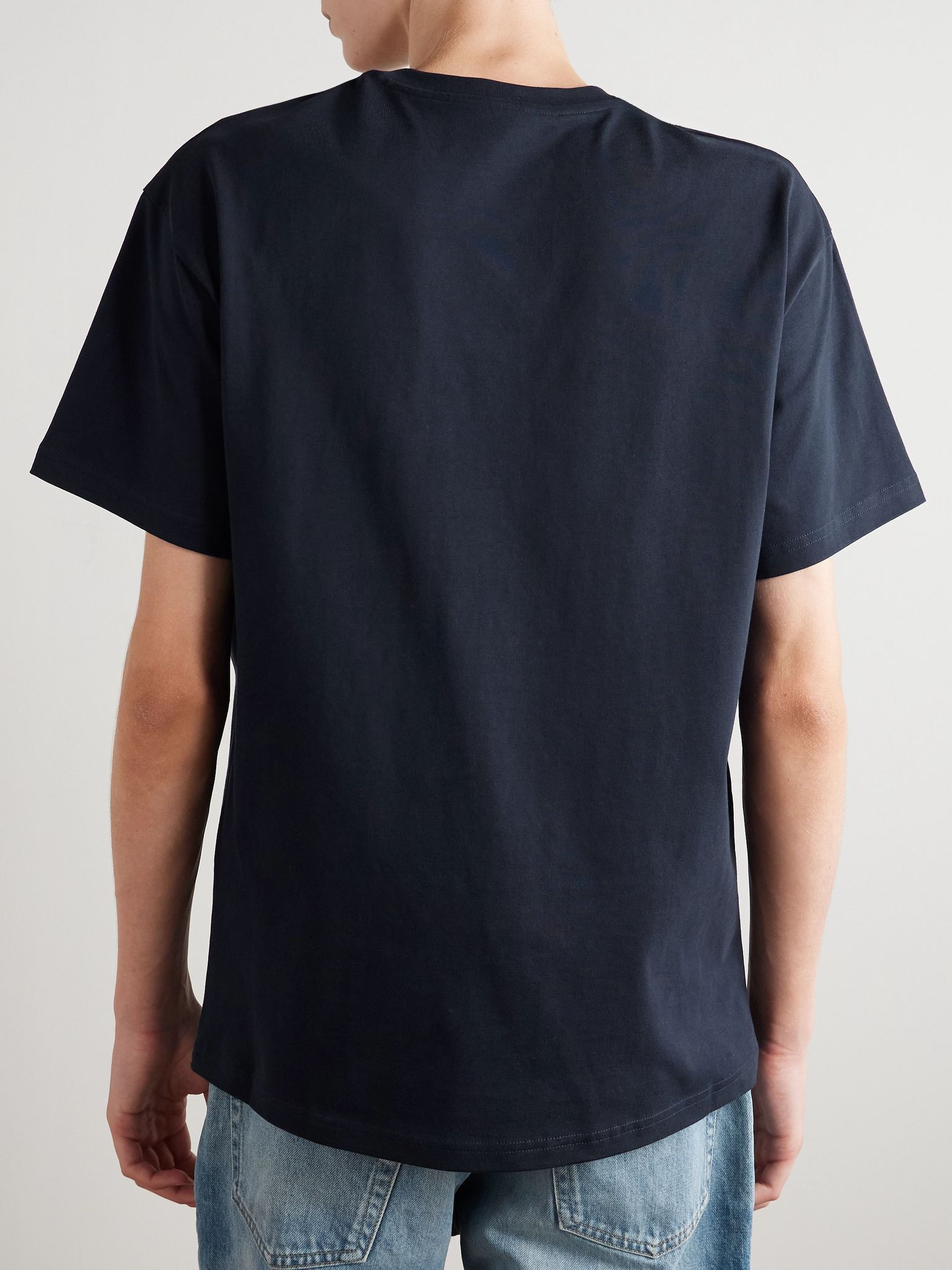 Logo-Appliquéd Cotton-Jersey T-Shirt Navy - 3