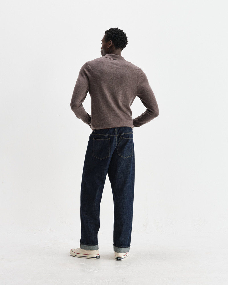 Oban - Brown Marl Worsted Wool Knitted Polo 7