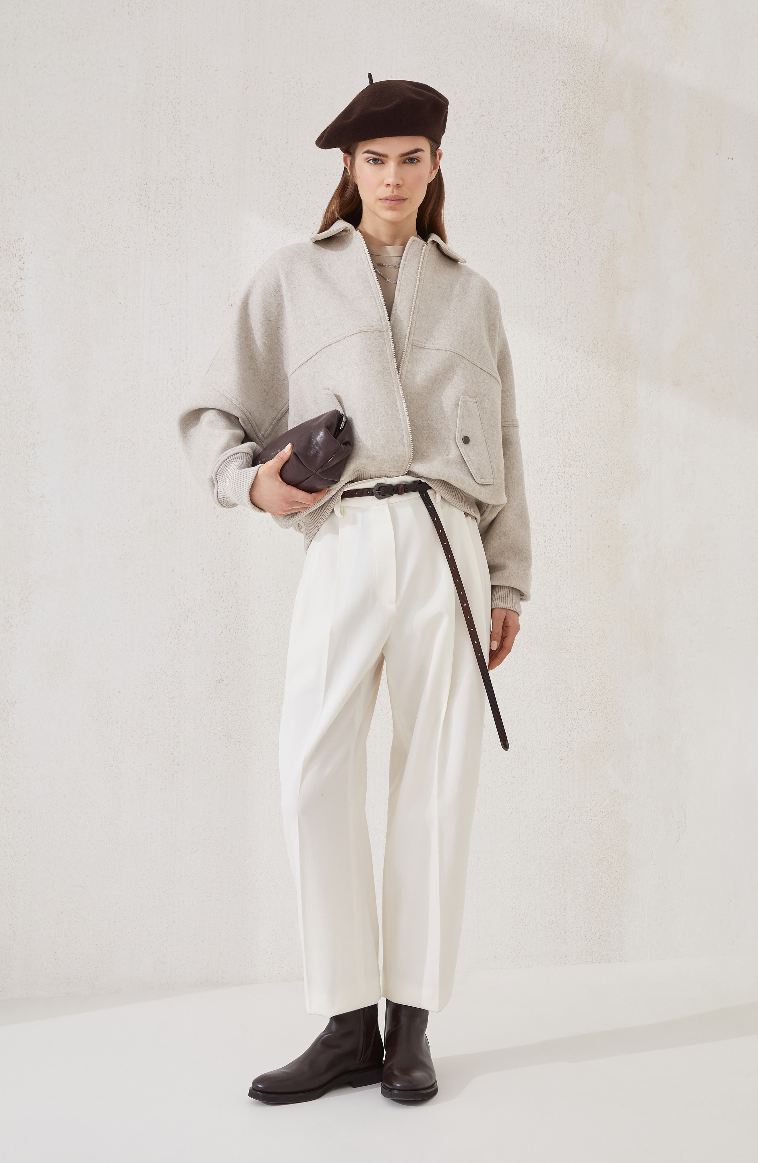 Brunello Cucinelli Double fabric bomber jacket in Cool Beige at Nordstrom - 6