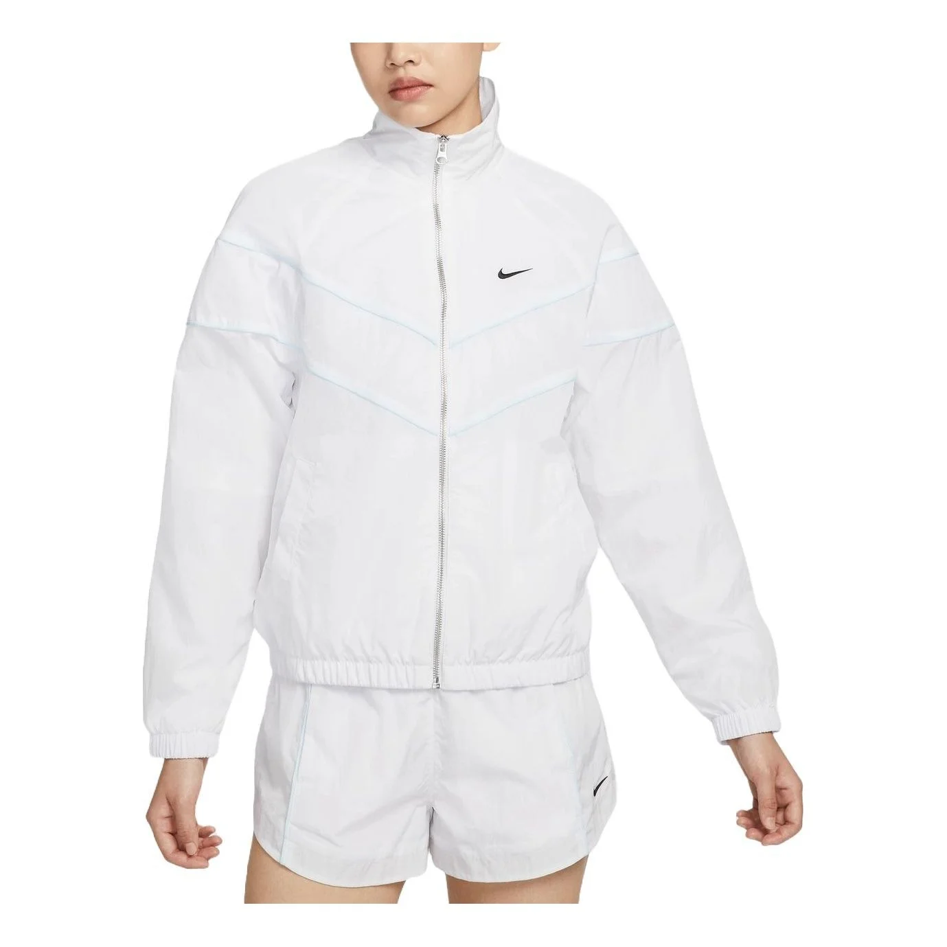 (WMNS) Nike Windrunner 느슨한 UV 길쌈된 가득 차있 지퍼 재킷 아시아 Sizing '화이트 블랙'FV6305-100 - 1