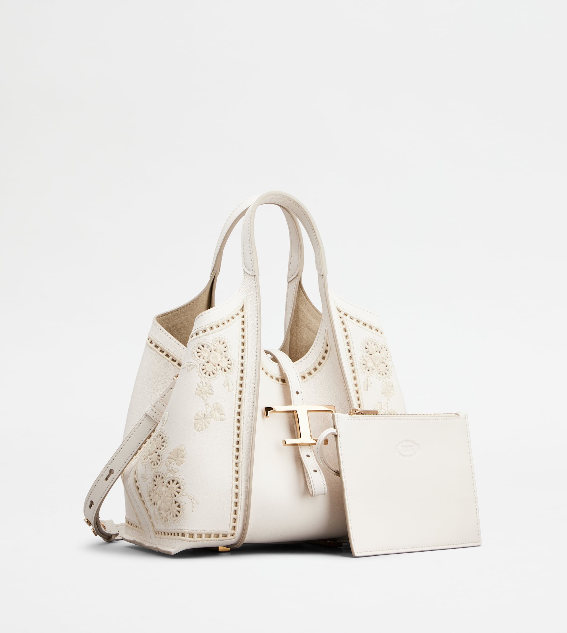 T TIMELESS SHOPPING BAG IN LEATHER MINI - WHITE - 4
